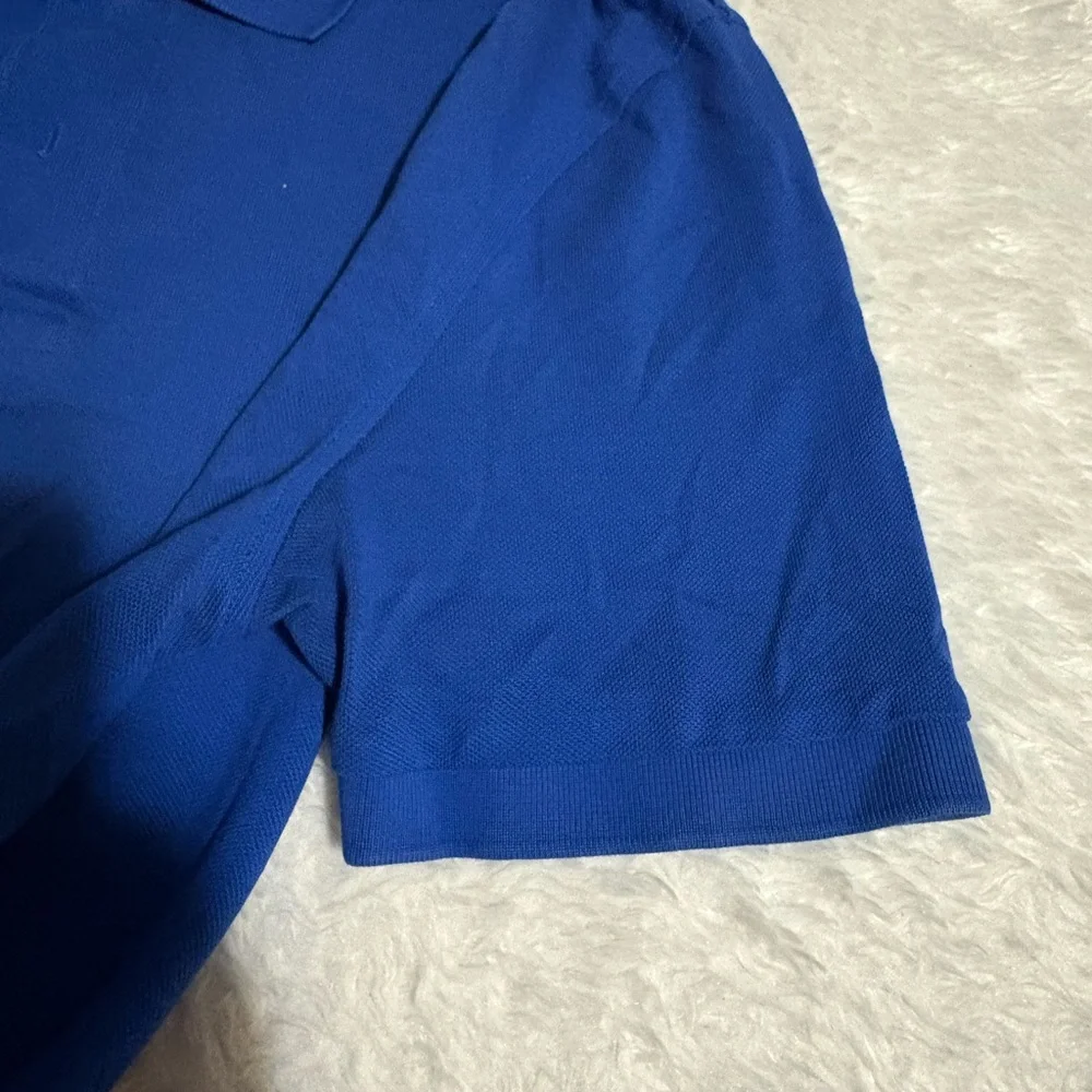 BROOKS BROTHERS Cobalt Blue Orange Logo Supima Cotton Short Sleeve Polo Size M